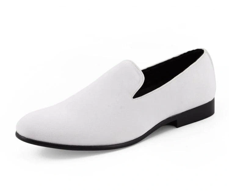 Sleek White Suede Smokers: Step into Style.